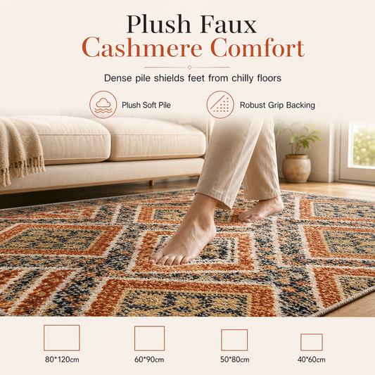 🛋️ Save 50%! 🔥🌸Soft Faux Cashmere Area Rug – Non-Slip, Machine Washable, Plush Pile for Living Room & Bedroom ✨