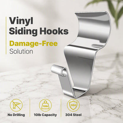 🎃 Heavy Duty 304 Stainless Steel Vinyl Siding Hooks – No-Drill Outdoor Decor Hangers for Lights & Wreaths 🔩