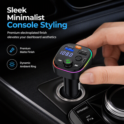 🚗 New Arrival!🎵 Bluetooth Car FM Transmitter & MP3 Player – PD Fast Charging & Ambient Light ✨