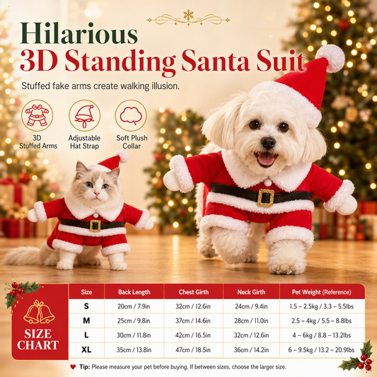 🎄50% OFF!📢✨ Christmas Pet Costume for Dogs & Cats – Hilarious 3D Standing Santa Suit, Dress Your Pet for Festive Photos & Parties 🐾