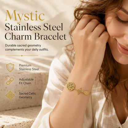 ⏳ Limited-Time Offer! ⏰ Stainless Steel Chain Charm Bracelet – Cross, Pentagram & Witch Knot Pendants, Add a Touch of Mystical Style to Your Everyday Look ✨