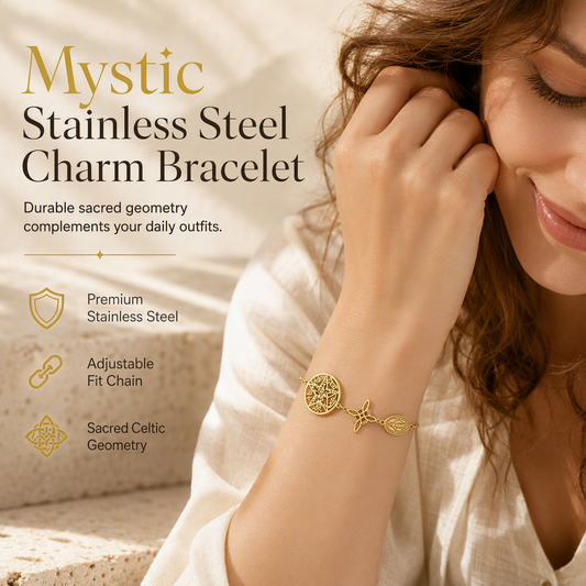 ⏳ Limited-Time Offer! ⏰ Stainless Steel Chain Charm Bracelet – Cross, Pentagram & Witch Knot Pendants, Add a Touch of Mystical Style to Your Everyday Look ✨