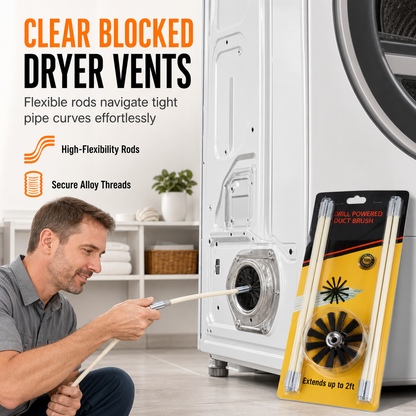 ⏳ Limited-Time Offer! ⏰ Rotary Chimney & Tumble Dryer Duct Cleaning Brush Kit – Flexible Rods & Nylon Brush Head, Reach Deep Into Boiler & Pipe Runs with Less Hassle 🔥🧹
