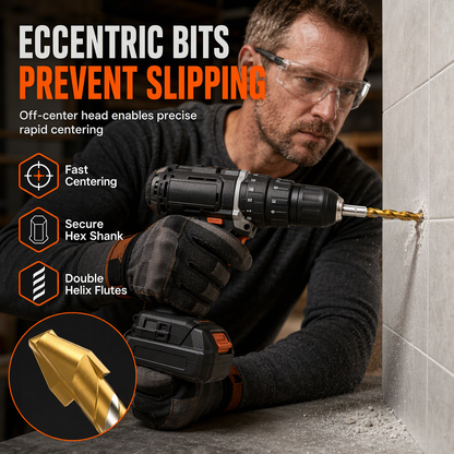 ⏳50% OFF🧱Super Hard Eccentric Slanted Head Drill Bits – For Ceramic Tile, Glass, Concrete & Cement Walls, Drill Cleaner Holes With Less Wandering 🛠️