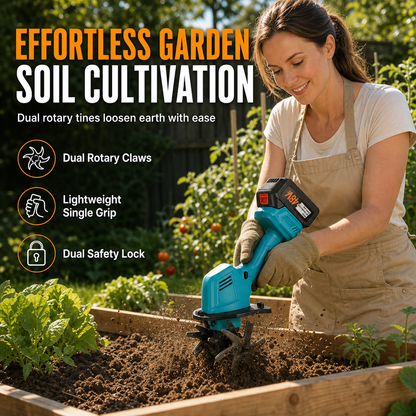 🌱 Limited-Time Offer! Cordless Mini Tiller Cultivator – 21V Battery Power, Loosen Soil & Weed Your Garden Without the Cable 🏡