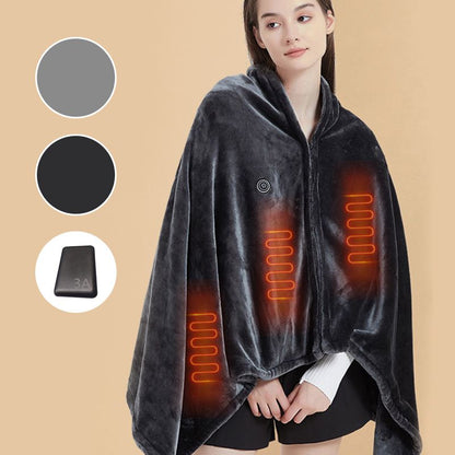 ❄️Winter Special⏰ USB Heated Flannel Blanket Shawl – Cosy Warmth for Your Desk, Sofa or Travels, Stay Snug Without Heating the Whole Room ♨️🧥