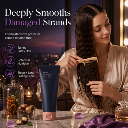 📢Buy 2 Get 1 Free! 👩 Keratin Smoothing Hair Mask 320ml – Nourish, Repair & Smooth Dry, Frizzy Hair for Salon-Like Results at Home ✨