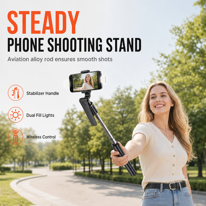 📢New Arrival! 📸Extendable Selfie Stick Tripod with Bluetooth Remote & Gimbal Stabiliser – Steady Shots & Live Streaming Made Easy ✨