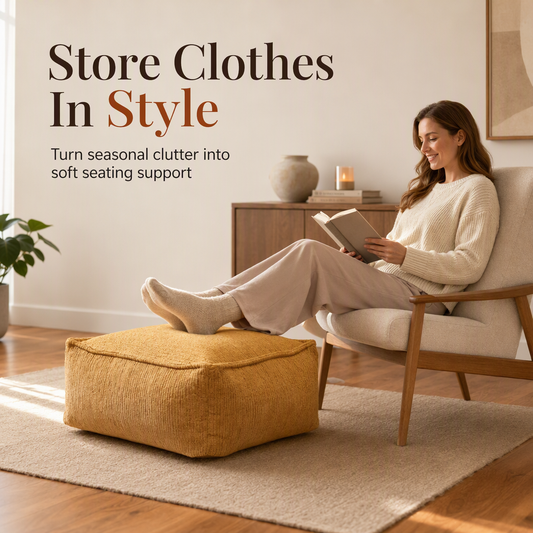 ⏳ Time-Limited Special ⏰ Storage Stool Cover – Foldable Clothes Organizer with 100kg Support & Washable Design-45x45x23cm