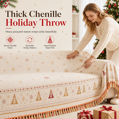 🔔Festive Sale!🎄 Thickened Christmas Chenille Sofa Cover – Full Coverage & Cat-Scratch Resistant, Protect Your Sofa & Add Cosy Holiday Charm ✨