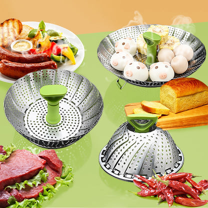 ⏳Time-Limited Special⏰Stainless Steel Expandable Steamer Basket – Steam Veg, Fish & Dumplings with Ease, Fits Most Pots & Folds Flat for Tidy Storage ✨
