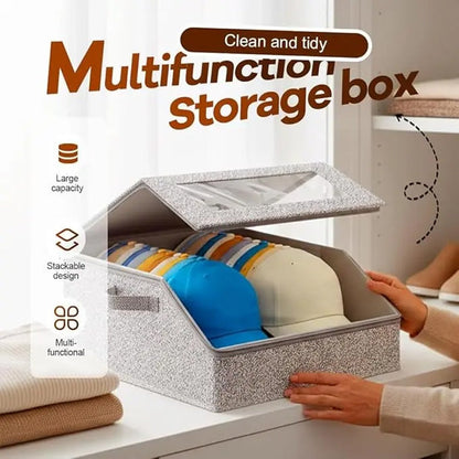 🎁50% OFF!!📦Stackable Hat Storage Box with Clear Window – Keep Hats Dust-Free & Easy to Find, Tidy Up Your Wardrobe in Minutes🧢