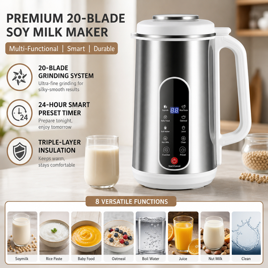 🎁 2026 New Arrivals!🔥 50% OFF!!🥛 Multi-Functional 304 Stainless Steel Soy Milk Maker & High-Speed Blender – Filter-Free & Smart Timer, Fresh Plant Milk & Smooth Blends Made Easy at Home
