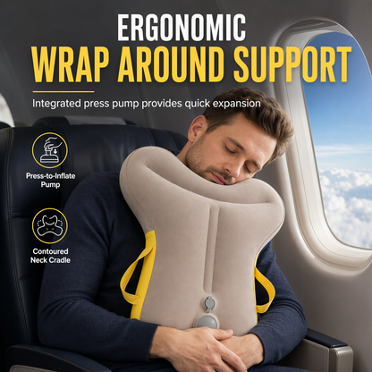 🔥 New Arrival!✈️ Portable Inflatable Travel Pillow – Foldable Upright Face-Down Design, Make Long Flights, Road Trips & Office Naps More Comfortable ✨
