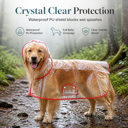 🔥📢 Limited-Time Offer! 🔥🐕 Transparent Waterproof Dog Raincoat – Keep Your Pup Dry & Visible on Rainy Walks 🌧️
