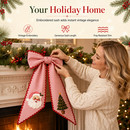⏳ 50% OFF🎄 Vintage Santa Ribbon Bow for Christmas Wreaths & Door Decor 🎅✨