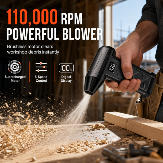 📢💨 50% OFF!⚡ Mini Cordless Turbo Blower – 110,000 RPM Brushless Motor with LED Light ✨