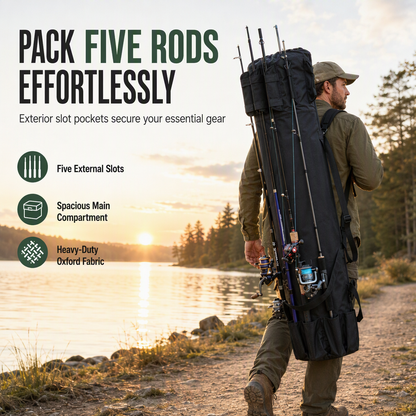 🎁New Arrivals 50% OFF💥 Folding Cylindrical Fishing Rod Bag – Drawstring Tackle Storage Carrier for Reservoir & Lure Fishing 🎣