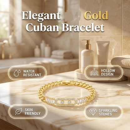 ✨ Women's Gold-Tone Cubic Zirconia Chain Bracelet – Elegant Sparkling Jewelry 💎
