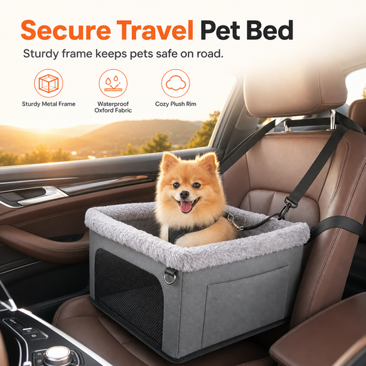 🔥50% OFF!!📢🐶🚗 Secure Travel Pet Bed – Heavy-Duty Metal Frame, Waterproof Oxford & Safety Leash 🛡️