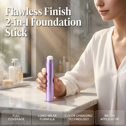💄LIMITED-TIME 50% OFF!✨ 2-in-1 Colour-Changing Foundation Stick – Built-In Brush & Buildable Coverage, Quick, Portable Base for Busy Mornings & On-the-Go Touch-Ups 🤍