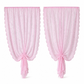 French Vintage Beaded Lace Sheer Curtain Punch Free Hook and Loop Door Curtain Partition for Balcony and Bay Window
