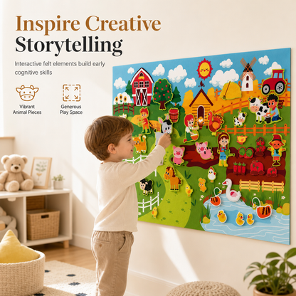 📢📢50% OFF !! ⏰Kids DIY Felt Story Board Set 104x75 cm Farm Animal Theme Interactive Storytelling Wall Toy for Toddlers Early Learning
