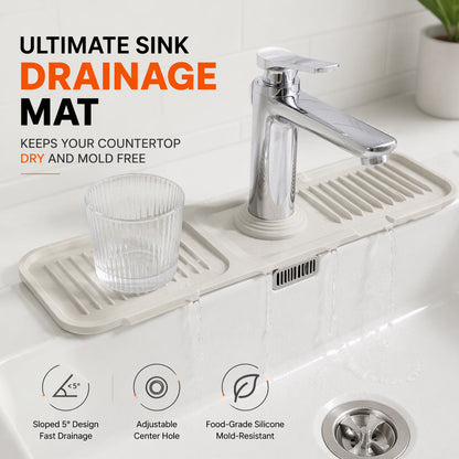 🔥50% OFF!!📢🚰 Silicone Faucet Splash Guard & Drain Mat – Keep Your Sink Area Tidy & Dry ✨