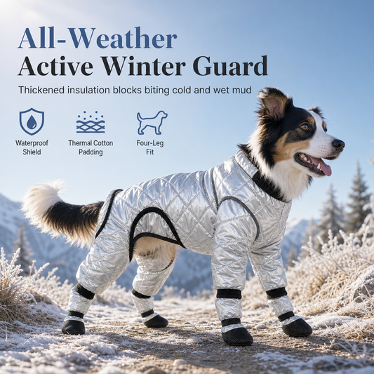 📢📢50% OFF !! ⏰🐕 Full-Coverage Waterproof Dog Winter Jumpsuit – Fleece-Lined & Thick Warm Four-Legged Coat ❄️🧥