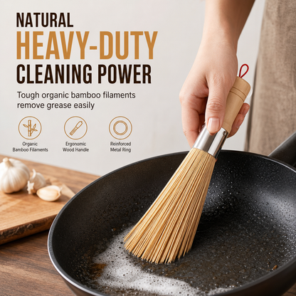 🔥50% OFF!!📢🌿 Traditional Natural Bamboo Pot Brush – Wooden Handle & Gentle Cleaning for Pots and Pans, Make Everyday Kitchen Washing Feel a Little More Natural ✨