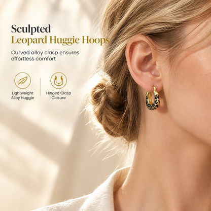 ⏳Time-Limited Special 50% OFF!⏰🐆 Vintage Leopard Print U-Shaped Huggie Hoop Earrings – Bold Retro Charm for Everyday Looks ✨