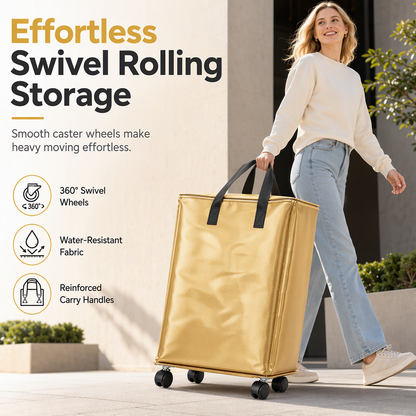 🔥50% OFF!!📢🧳 Large Capacity Waterproof Foldable Moving Bag with Wheels – Heavy-Duty Rolling Storage Tote, Make Moving, Dorm Storage & Home Organisation Easier ✨