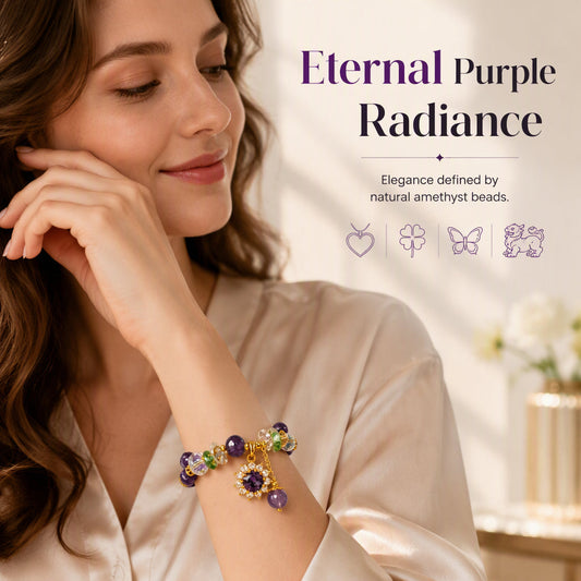 🔥50% OFF!!📢🔮 Fashion Purple Crystal Beaded Jewellery with Sparkling Star Zircon Charm – Add a Touch of Purple Sparkle to Everyday Looks ✨