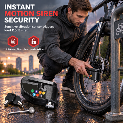 🔥50% OFF!!📢🔒 Anti-Theft Disc Brake Alarm Lock – Loud Siren & Secure Grip, Protect Your Bike When Parked Outside, Easy to Carry & Use 🚲✨