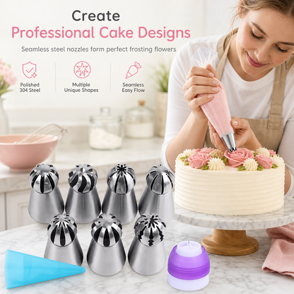🔥50% OFF!!📢🧁 Multi-Shape Cake Decorating Piping Tips Set – Create Pretty Buttercream Swirls, Flowers & Borders With Less Fuss, A Handy Set for Home Bakers & Cake Lovers ✨