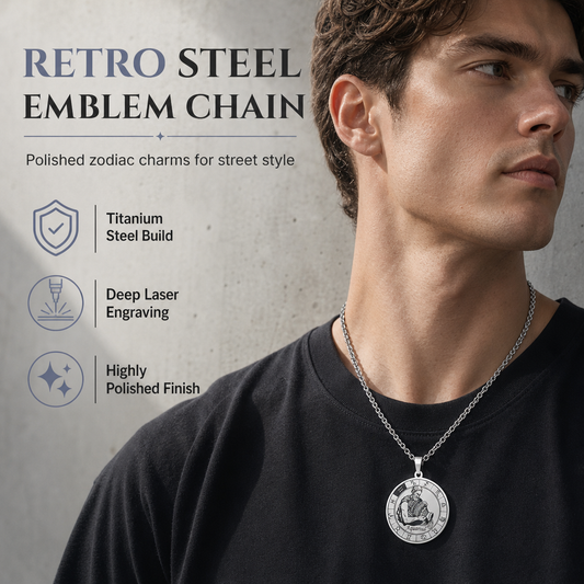 ♌ 50% OFF! ✨ Stainless Steel Spinning 12 Zodiac Medallion Pendant Necklace – Interactive Rotatable Kinetic Disc, Deep Laser-Etched Astrological Symbols, Surgical-Grade 316L Titanium Steel Waterproof & 23.6" Chain – All 12 Signs 🌌