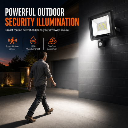 🔥50% OFF!!📢💡 50W Outdoor LED Flood Light – Smart PIR Motion Sensor, Remote Control & IP66 Waterproof Aluminium Security Light ✨