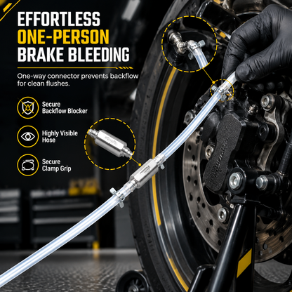 🔥50% OFF!!📢🏍️ Motorcycle Hydraulic Brake Bleeder Tool – One-Way Valve & Fluid Extraction Hose, Make Brake Bleeding Cleaner & Easier 🛠️