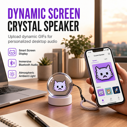 🔥50% OFF!!📢🔮 Transparent Crystal Ball Bluetooth Speaker – Digital Screen for Video & GIF Playback, Add a Fun, Eye-Catching Centrepiece to Your Desk or Party ✨
