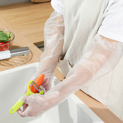 🔥50% OFF!!📢🧤 Disposable Long-Sleeved Gloves – Keep Arms Covered & Hands Cleaner, A Practical Choice for Cleaning, Food Prep, Hair Dye & Messy Jobs ✨