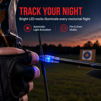 📢🔥50% OFF!! & BUY 1 GET 1 FREE🎁🏹 Automatic LED Lighted Arrow Nocks – Fits 6.2mm Inner Diameter Shafts, Make Arrow Flight Easier to Track in Low Light & After Dark ✨