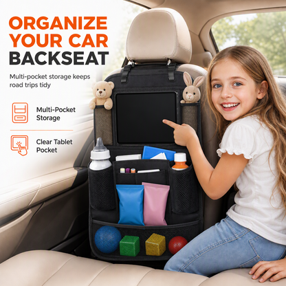 🔥50% OFF!!📢🚗 Oxford Cloth Car Seat Back Organiser – Tablet Holder Pocket & Multi-Storage, Keep Your Backseat Tidy on Every Journey ✨