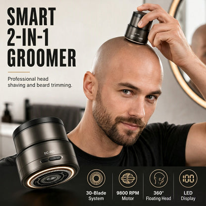 🔥50% OFF!!📢🪒 2-in-1 Smart Electric Bald Head Shaver & Beard Trimmer – Digital Display, One Tool for a Clean Head Shave & Tidy Beard Looks ✨