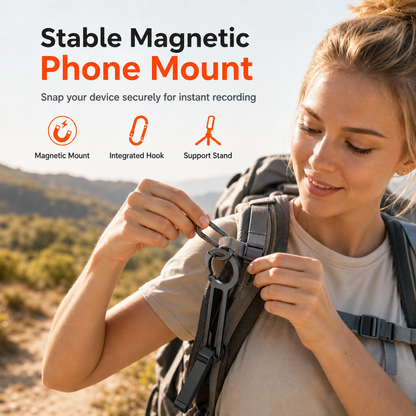 🔥50% OFF!!📢📸 Portable Carabiner Phone Mount & Magnetic Selfie Stick Tripod – Clip, Snap & Shoot Hands-Free on Your Travels ✨