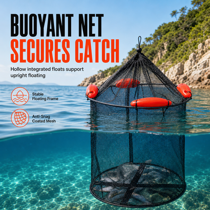 🔥50% OFF!!📢🎣 Floating Collapsible Keep Net – Anti-Snag & Coated for Sea Fishing ✨