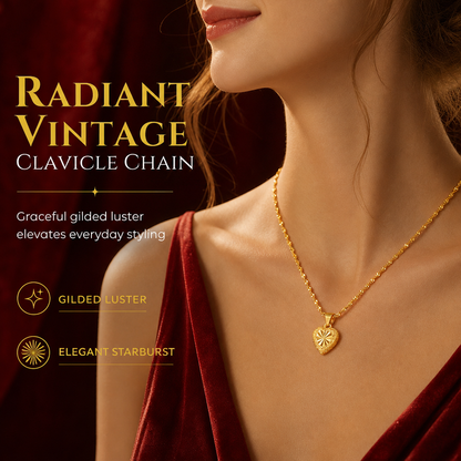 🔥50% OFF!!📢🌸 Retro Heart-Shaped Clavicle Chain – Copper Alloy Imitation Gold Jewellery for Women, Add a Romantic Vintage Touch to Everyday Looks ✨
