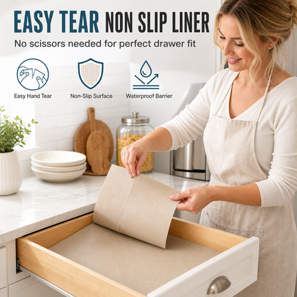 🔥50% OFF!!📢✨ Easy-Tear Non-Slip Drawer Liner – Tear to Fit, No Measuring Needed 🛋️