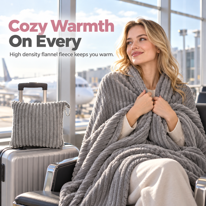 🔥50% OFF!!📢🧣 2-in-1 Flannel Travel Blanket – Soft Warmth & Portable Comfort for Flights, Road Trips, Camping & Cosy Days In ✨