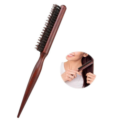 🔥50% OFF!!📢💁 Bristle Styling Brush – Wooden Rat-Tail Handle for Precise Parting, Smoothing & Root Volume ✨