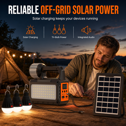 🔥50% OFF!!📢📻 Portable Solar Emergency Radio – Bluetooth Speaker, Flashlight & 5V Charging, Stay Connected & Powered When It Matters ✨